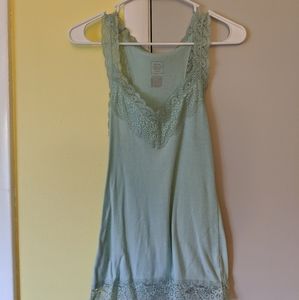 Mint green tank with lacy trim